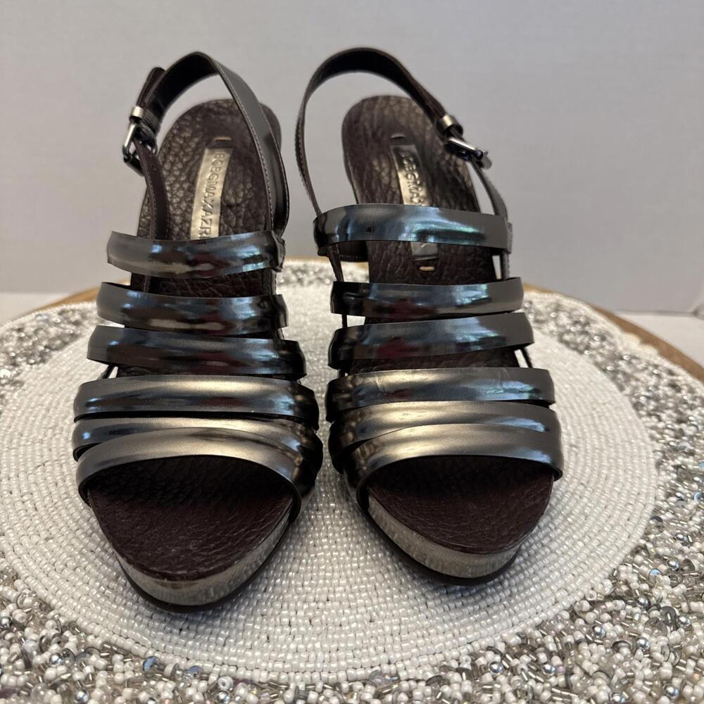 Bcbg Maxazria Women’s Silver Strappy Heels Size 7B NWOB